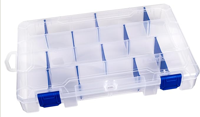 Storage box, 24 compartments, with 12 rust-proof dividers.