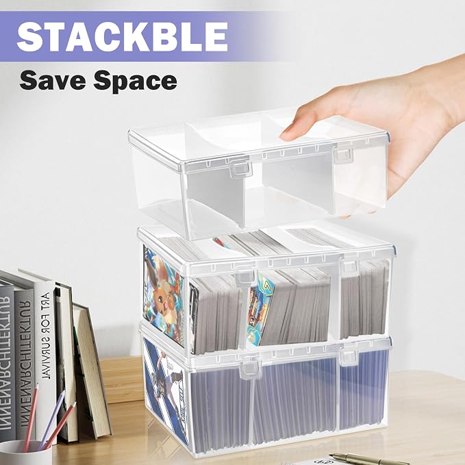 Trading Card Storage Box with 2 Dividers, Fit for Top Loader Storage, 1 Pcs