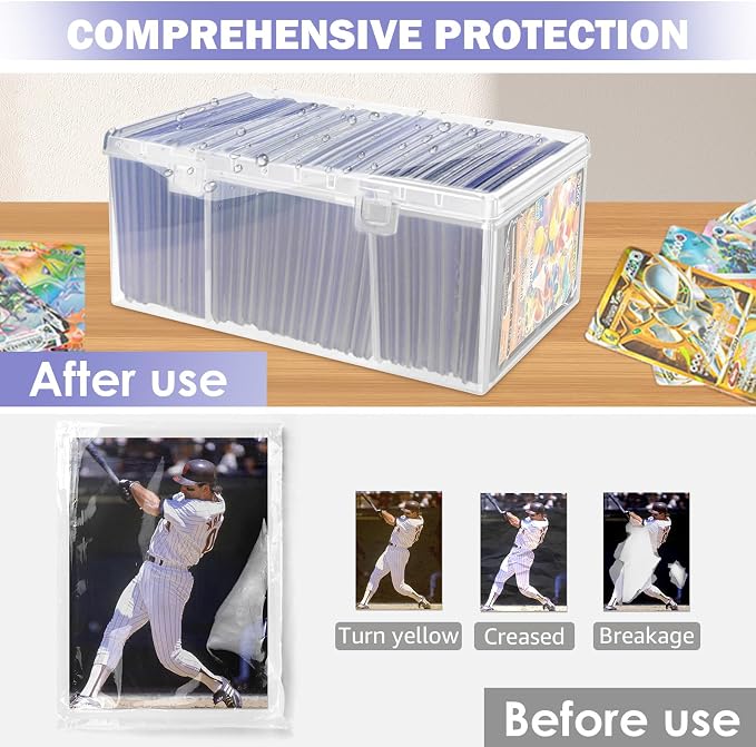 Trading Card Storage Box with 2 Dividers, Fit for Top Loader Storage, 1 Pcs