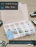 Plastic Storage Box with Dividers (Bead Organizer) — 15-Compartment Design; Suitable for Fishing Tackle or Storing Snacks and Miscellaneous Items