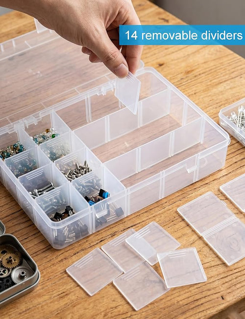 Plastic Storage Box with Dividers (Bead Organizer) — 15-Compartment Design; Suitable for Fishing Tackle or Storing Snacks and Miscellaneous Items